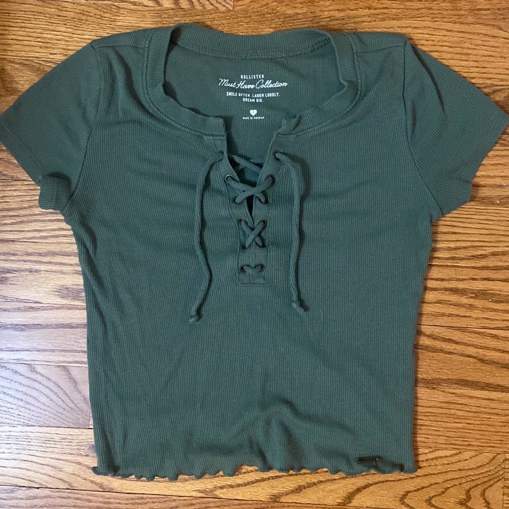 Olive Lace-Up Top